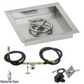 American Fireglass American Fireglass SS-SQPKIT-N-12 12 in. Square Stainless Steel Drop-In Pan with Spark Ignition Kit - Natural Gas SS-SQPKIT-N-12